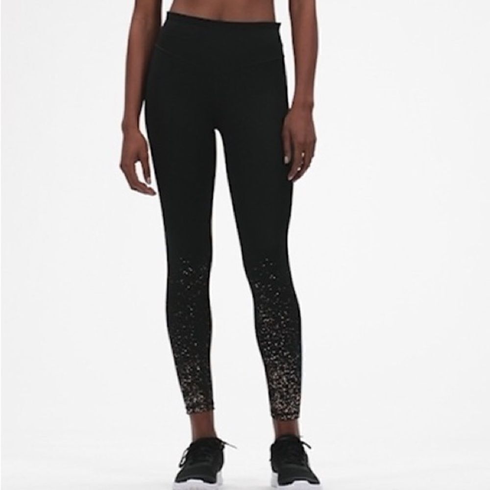 GAPFit High Waist Metallic Ombré Full Length Leggings (True Black) - Medium
